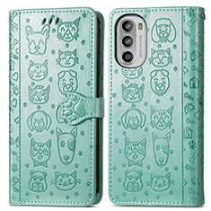 Leather Case Stands Fashionable Pattern Flip Cover Holder S03D for Motorola Moto Edge (2022) 5G Green