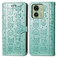Leather Case Stands Fashionable Pattern Flip Cover Holder S03D for Motorola Moto Edge (2023) 5G Green