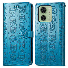 Leather Case Stands Fashionable Pattern Flip Cover Holder S03D for Motorola Moto Edge 40 5G Blue