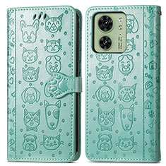 Leather Case Stands Fashionable Pattern Flip Cover Holder S03D for Motorola Moto Edge 40 5G Green