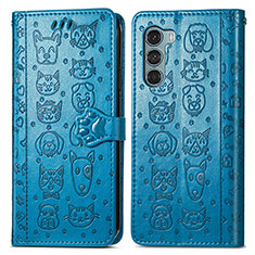 Leather Case Stands Fashionable Pattern Flip Cover Holder S03D for Motorola Moto Edge S30 5G Blue