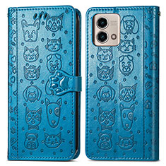 Leather Case Stands Fashionable Pattern Flip Cover Holder S03D for Motorola Moto G Stylus (2023) 4G Blue