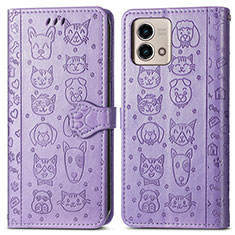 Leather Case Stands Fashionable Pattern Flip Cover Holder S03D for Motorola Moto G Stylus (2023) 5G Purple