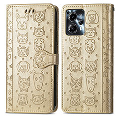 Leather Case Stands Fashionable Pattern Flip Cover Holder S03D for Motorola Moto G13 Gold