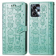 Leather Case Stands Fashionable Pattern Flip Cover Holder S03D for Motorola Moto G23 Green