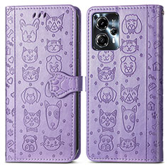 Leather Case Stands Fashionable Pattern Flip Cover Holder S03D for Motorola Moto G23 Purple