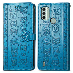 Leather Case Stands Fashionable Pattern Flip Cover Holder S03D for Nokia C31 Blue