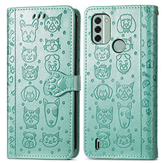 Leather Case Stands Fashionable Pattern Flip Cover Holder S03D for Nokia C31 Green