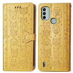 Leather Case Stands Fashionable Pattern Flip Cover Holder S03D for Nokia C31 Yellow