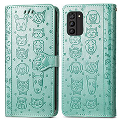 Leather Case Stands Fashionable Pattern Flip Cover Holder S03D for Nokia G100 Green