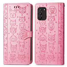 Leather Case Stands Fashionable Pattern Flip Cover Holder S03D for Nokia G100 Pink