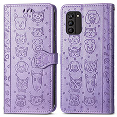 Leather Case Stands Fashionable Pattern Flip Cover Holder S03D for Nokia G100 Purple