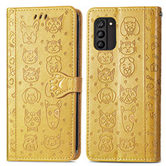 Leather Case Stands Fashionable Pattern Flip Cover Holder S03D for Nokia G100 Yellow