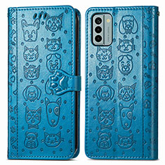 Leather Case Stands Fashionable Pattern Flip Cover Holder S03D for Nokia G22 Blue