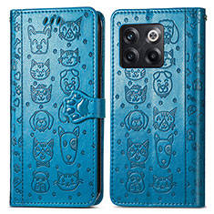 Leather Case Stands Fashionable Pattern Flip Cover Holder S03D for OnePlus 10T 5G Blue