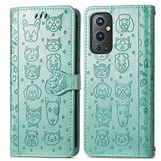 Leather Case Stands Fashionable Pattern Flip Cover Holder S03D for OnePlus 9 Pro 5G Green