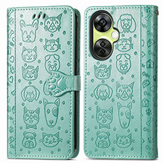 Leather Case Stands Fashionable Pattern Flip Cover Holder S03D for OnePlus Nord N30 5G Green