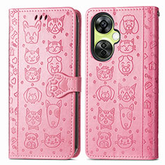 Leather Case Stands Fashionable Pattern Flip Cover Holder S03D for OnePlus Nord N30 5G Pink