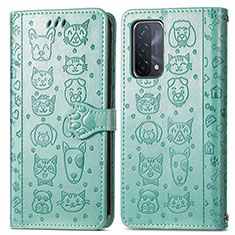 Leather Case Stands Fashionable Pattern Flip Cover Holder S03D for Oppo A93 5G Green