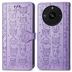 Leather Case Stands Fashionable Pattern Flip Cover Holder S03D for Realme 11 Pro+ Plus 5G Purple