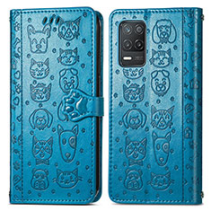 Leather Case Stands Fashionable Pattern Flip Cover Holder S03D for Realme 8s 5G Blue