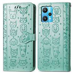 Leather Case Stands Fashionable Pattern Flip Cover Holder S03D for Realme 9 Pro+ Plus 5G Green