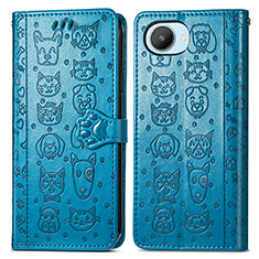 Leather Case Stands Fashionable Pattern Flip Cover Holder S03D for Realme C30 Blue