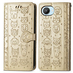 Leather Case Stands Fashionable Pattern Flip Cover Holder S03D for Realme C30 Gold