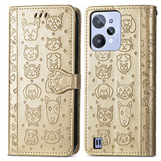 Leather Case Stands Fashionable Pattern Flip Cover Holder S03D for Realme C31 Gold