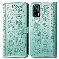 Leather Case Stands Fashionable Pattern Flip Cover Holder S03D for Realme GT 5G Green