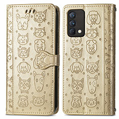 Leather Case Stands Fashionable Pattern Flip Cover Holder S03D for Realme GT Master 5G Gold