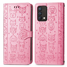 Leather Case Stands Fashionable Pattern Flip Cover Holder S03D for Realme GT Master 5G Pink