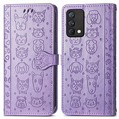 Leather Case Stands Fashionable Pattern Flip Cover Holder S03D for Realme GT Master 5G Purple