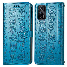 Leather Case Stands Fashionable Pattern Flip Cover Holder S03D for Realme GT Neo 5G Blue