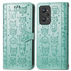 Leather Case Stands Fashionable Pattern Flip Cover Holder S03D for Realme GT Neo2 5G Green