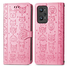 Leather Case Stands Fashionable Pattern Flip Cover Holder S03D for Realme GT Neo2 5G Pink