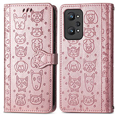 Leather Case Stands Fashionable Pattern Flip Cover Holder S03D for Realme GT Neo2 5G Rose Gold