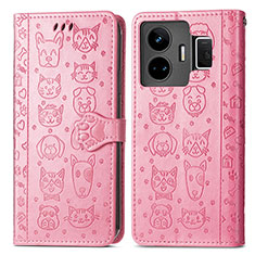 Leather Case Stands Fashionable Pattern Flip Cover Holder S03D for Realme GT Neo5 240W 5G Pink