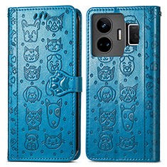Leather Case Stands Fashionable Pattern Flip Cover Holder S03D for Realme GT Neo6 5G Blue