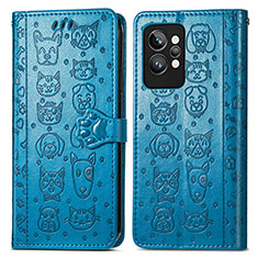 Leather Case Stands Fashionable Pattern Flip Cover Holder S03D for Realme GT2 Pro 5G Blue