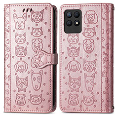 Leather Case Stands Fashionable Pattern Flip Cover Holder S03D for Realme Narzo 50 4G Rose Gold