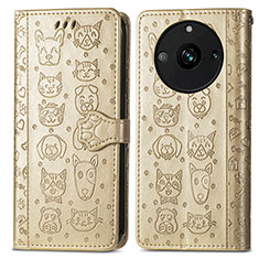 Leather Case Stands Fashionable Pattern Flip Cover Holder S03D for Realme Narzo 60 5G Gold