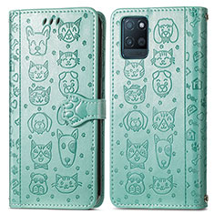 Leather Case Stands Fashionable Pattern Flip Cover Holder S03D for Realme V11 5G Green