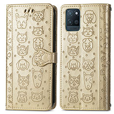 Leather Case Stands Fashionable Pattern Flip Cover Holder S03D for Realme V11s 5G Gold