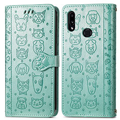 Leather Case Stands Fashionable Pattern Flip Cover Holder S03D for Samsung Galaxy A10s Green