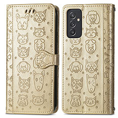 Leather Case Stands Fashionable Pattern Flip Cover Holder S03D for Samsung Galaxy A15 5G Gold