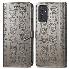 Leather Case Stands Fashionable Pattern Flip Cover Holder S03D for Samsung Galaxy A15 5G Gray