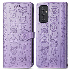 Leather Case Stands Fashionable Pattern Flip Cover Holder S03D for Samsung Galaxy A15 5G Purple