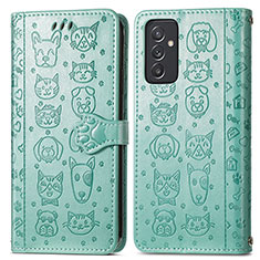 Leather Case Stands Fashionable Pattern Flip Cover Holder S03D for Samsung Galaxy A15 LTE Green