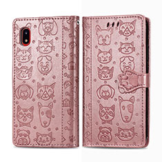 Leather Case Stands Fashionable Pattern Flip Cover Holder S03D for Samsung Galaxy A20 SC-02M SCV46 Pink